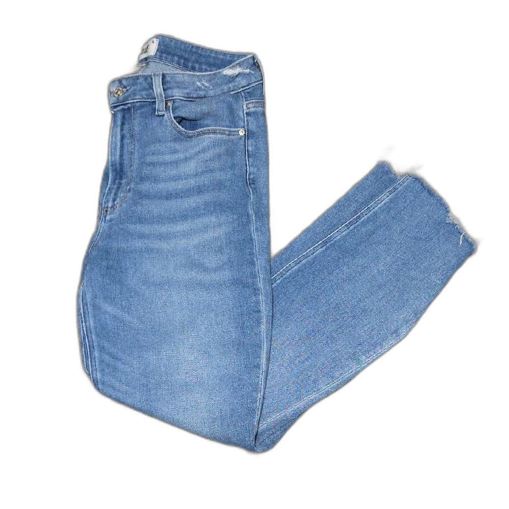 PAIGE Light Blue Ankle Jeans with Raw Hem